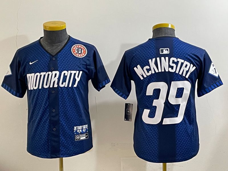 Youth 2025 Detroit Tigers #39 Mckinstry Blue City Edition Nike MLB Jersey style 1->youth mlb jersey->Youth Jersey